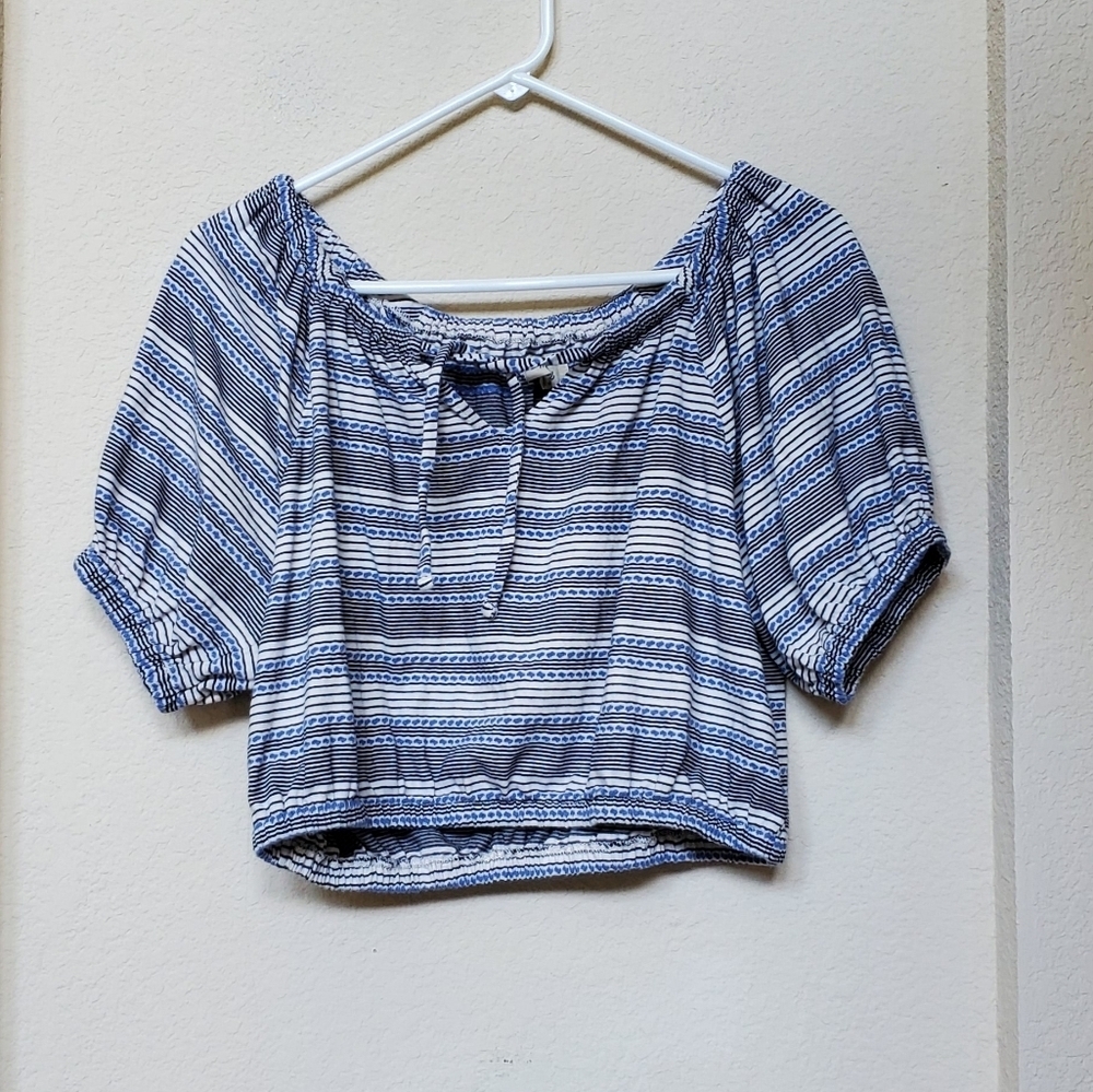 Madewell Ladies Croquette Jacquard Keyhole Crop Top.  Size Medium